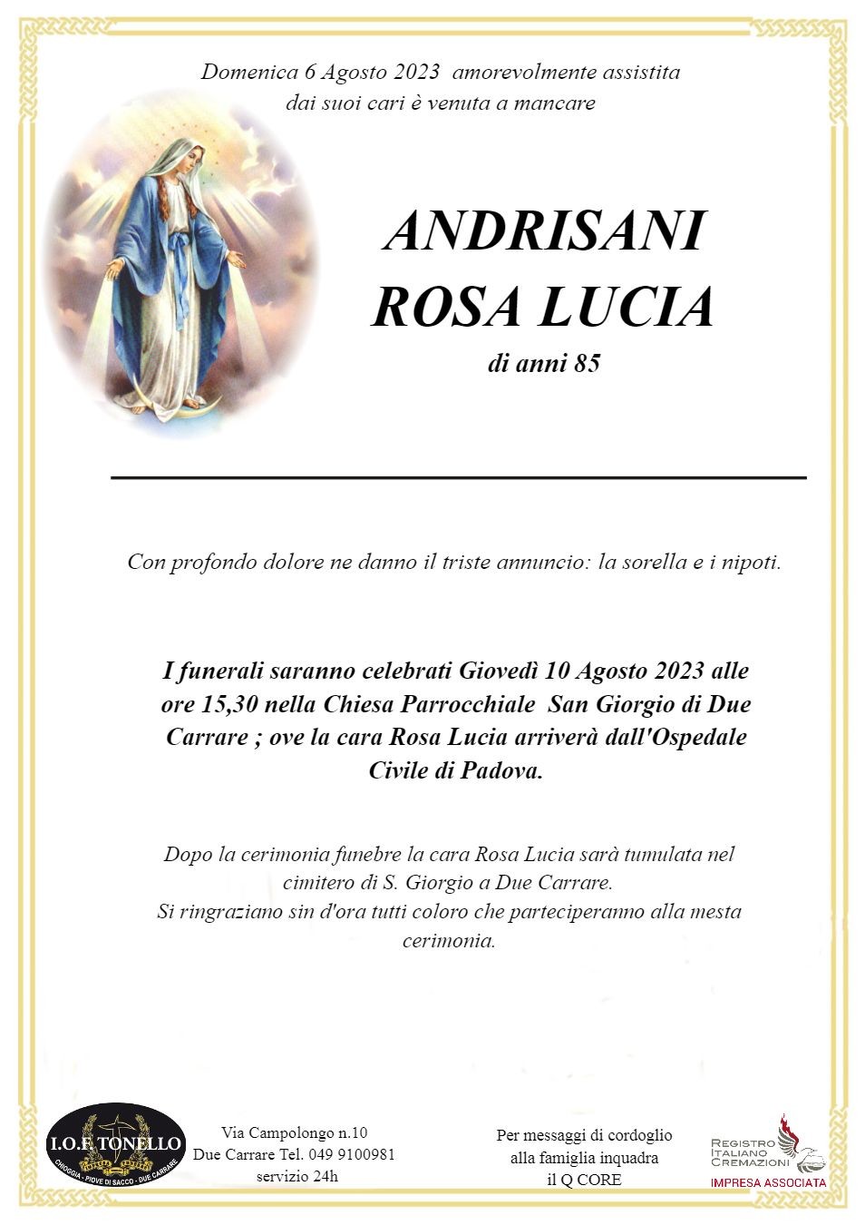 MANIFESTO ROSA LUCIA ANDRISANI