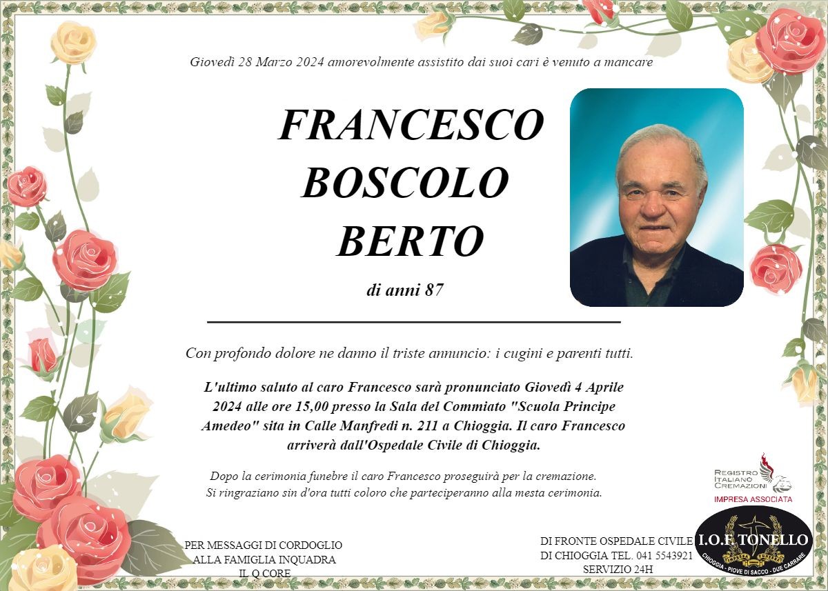 MANIFESTO FRANCESCO BOSCOLO BERTO