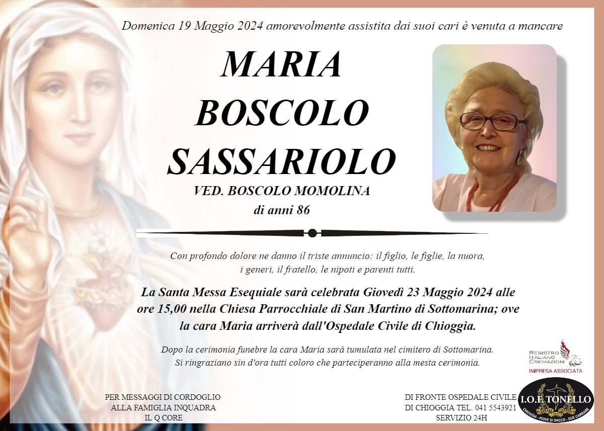 MANIFESTO MARIA BOSCOLO SASSARIOLO